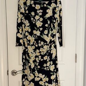 Ralph Lauren Women's Size 14 Holiday All Over Floral Rouched Bodycon Dress